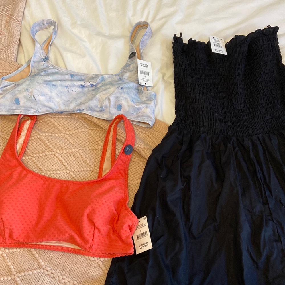 Swimsuit tops and swimsuit romper/ beach cover up